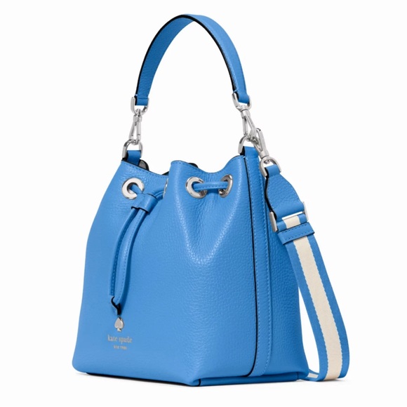 New Kate Spade Emma Small Bucket Bag Pebble Leather Tide Pool - Picture 3 of 5
